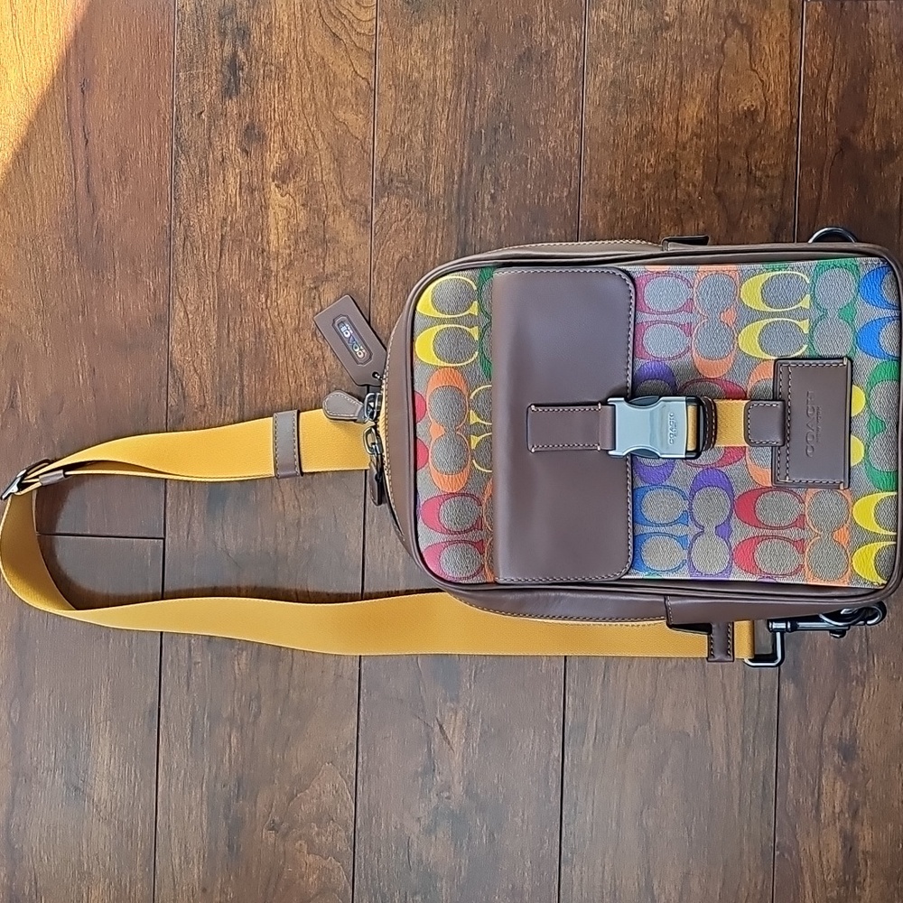Coach Track Pack In Rainbow Signature Canvas